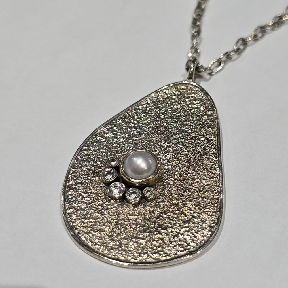 Silpada 925 Sterling Silver CZ Pearl Necklace - Picture 9 of 9